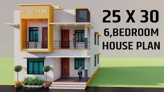 25x30 6 Bedroom House Elevation,3D Village House Plan,6 Bedroom House Plan,25by30 Ghar Ka Naksha