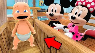 Baby and MICKEY MOUSE FAMILY Play Hide and Seek!