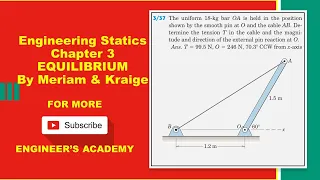 Engineering Statics | P3/37 | 2D Equilibrium | Chapter 3 | 6th ed | Engineers Academy