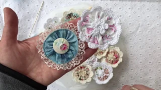 Fabric and Crochet flower tutorial/Crochet and fabric yo-yos