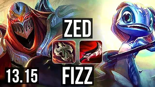 ZED vs FIZZ (MID) | 3/0/4, 1.6M mastery, 900+ games | KR Grandmaster | 13.15