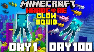 I Survived 100 Days as a GLOW SQUID in Hardcore Minecraft... Minecraft Hardcore 100 Days