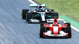Ferrari F1 2004 SLICKS TYRES vs Mercedes F1 2020 (Lewis Hamilton) - Monza GP