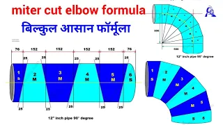 miter cut elbow formula 5 cut 90 degree | miter band formula | any degree miter cut elbow formula