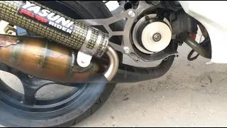 Yamaha Aerox tuning (Yasuni C30, Malossi, PWK 28, MVT Premium ignition, porting, demage cylinder)