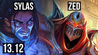 SYLAS vs ZED (MID) | 9/1/4, 6 solo kills, 600+ games, Dominating | KR Master | 13.12