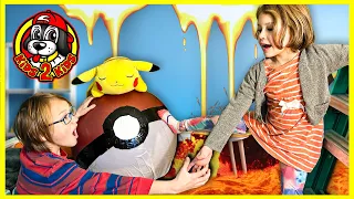 FLOOR IS LAVA 🌋 POKEMON & LADDERS (Indoor Obstacle Course Kids' Challenge)