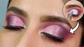 Easy Bridal /Reception Eye Makeup | Pink Cut Crease Step By Step Tutorial