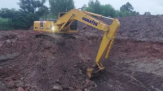 เจอดินแข็งตับม้า komatsu pc200-ce ขูดให้ดูกัน ควันออกเลยครับ excavator EP.8709