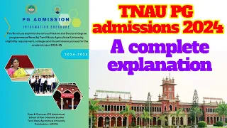 TNAU PG & PhD application & entrance 2024 | A complete explanation