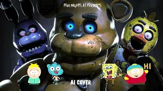 Butters, Gumball, SpongeBob and Cartman-Five Nights at Freddy's (AI Cover/Remix)