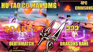 Hu Tao Build Comparison -  Dragon's Bane vs Deathmatch | 4pc Crimsons | HP Build #hutao #genshin