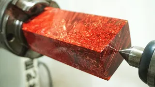 Woodturning - Blood red wood for making fountain pens