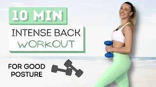 10 min INTENSE BACK WORKOUT | For Good Posture | With Dumbbells