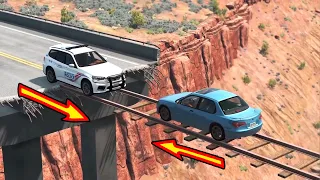 Cars vs Train Tracks Bridge - BeamNG Drive - 🔥 ULTIMATE Edition Compilation