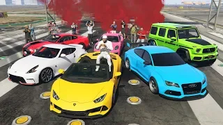 GTA 5 - Luxury Cars Drag Racing with Franklin! (Airport Car Meet)