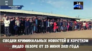 Сводки криминальных новостей в коротком видео обзоре от 25 июня  2021 года