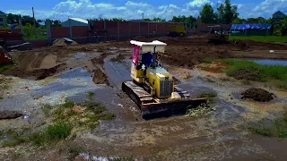 Amazing Fresh Project!! Bulldozer Komatsu 31px Pushing Sand to Big Field