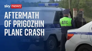 Emergency services near the site of the Prigozhin plane crash