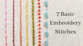 Top 7 Basic Embroidery Stitches everyone should know / Hand Embroidery for Beginners / Gossamer