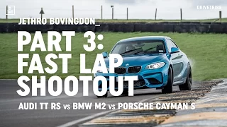 Audi TT RS vs BMW M2 vs Porsche 718 Cayman S: fast lap shootout