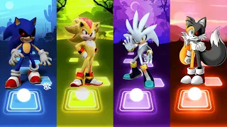 Sonic exe 🆚 Super Shadow Sonic 🆚 Silver Sonic 🆚 Tails exe Sonic | Sonic EDM Rush Tiles Hop