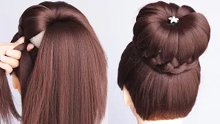 Lace Braid Hair Bun Styles For Wedding Party |  New Latest Hairstyle For Ladies