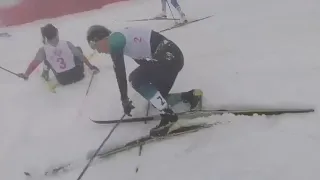 Массовое падение лыжниц на соревнованиях в Сочи 8 марта