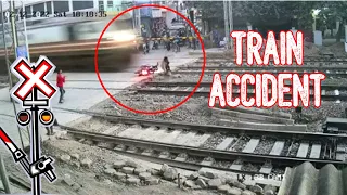 Close call: Train destroys a motorcycle and the rider escaped death by miracle. #crash #lucky #india