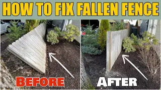 How To Fix or Repair A Wooden Fence That Has Fallen Over Due To Rotted Pressure Treated Posts DIY