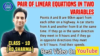 Points A and B 90 km apart from each other on a highway. A car starts from A and another point B