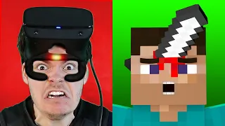 Minecraft VR But My FACE Feels PAIN (Haptic Feedback)