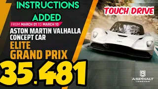 Asphalt 9 | TouchDrive | Aston Martin Valhalla-Elite Grand Prix | Practice | 0:35.481 | Time Travel