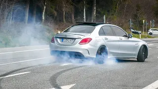 Best of Cars Leaving Nürburgring Tankstelle! POWERSLIDES, Launch Control, Burnouts & Exhaust SOUNDS!