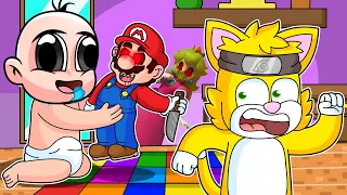 NUNCA compres los JUGUETES de SUPER MARIO BROS a las 3 AM en Minecraft | Michi Miau y Bebe Noob