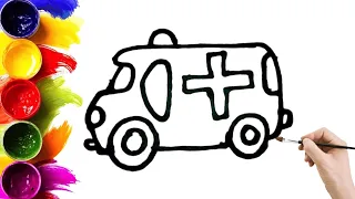 Ambulance Drawing,Painting and Coloring for Kids & Toddlers How to