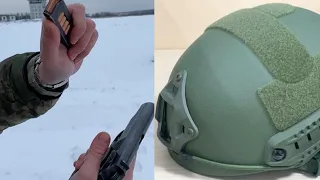 Шлем защитный кевлар бр2(Китай) против 9 мм ПМ 5 метров