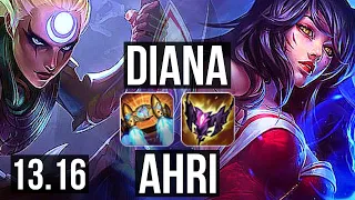 DIANA vs AHRI (MID) | 3.8M mastery, 7 solo kills, 1100+ games, 10/2/2 | NA Grandmaster | 13.16