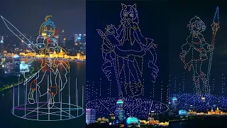 プリコネR ドローンショー1500機 上海 外灘、Princess Connect Drone Show in The Bund, Shanghai, China 《公主连结》千架无人机周年庆生表演！