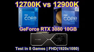 Intel Core i7 12700K vs Core i9 12900K + GeForce RTX 3080 10GB - Test in 8 Games | FHD(1920x1080)