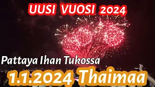 Uusi Vuosi 2024 Pattayan Rannalla - Jäätävä Ihmismassa 1.1.2024 Thaimaa