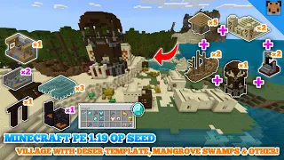 Minecraft pe 1.19 Op Seed - Village With Desert temple, Pillage, Portal, Shipwreck & Mangrove Swamp!