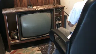 Angry TV Viewer Destroys Vintage His Master's Voice Ambassador 26 CRT Television