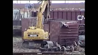 cn rails macmillan yard cutting up freight cars