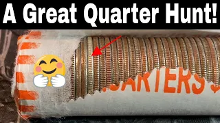 We Found Silver Quarters and More - Coin Roll Hunting Quarters