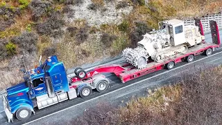 Massive oversize load takes on Porters Pass - by Drone