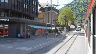 Arosabahn Stadtdurchfahrt Chur. Eisenbahn Schweiz Graubünden