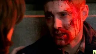 Supernatural 9x23 Metatron Kills Dean with an Angel Blade Scene