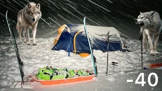 -46° Solo Camping 4 Days | Winter Camping in Snow Storm with Survival Shelter & Bushcraft Cot.