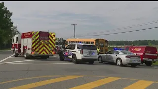 Crash involving school bus blocks Canfield road